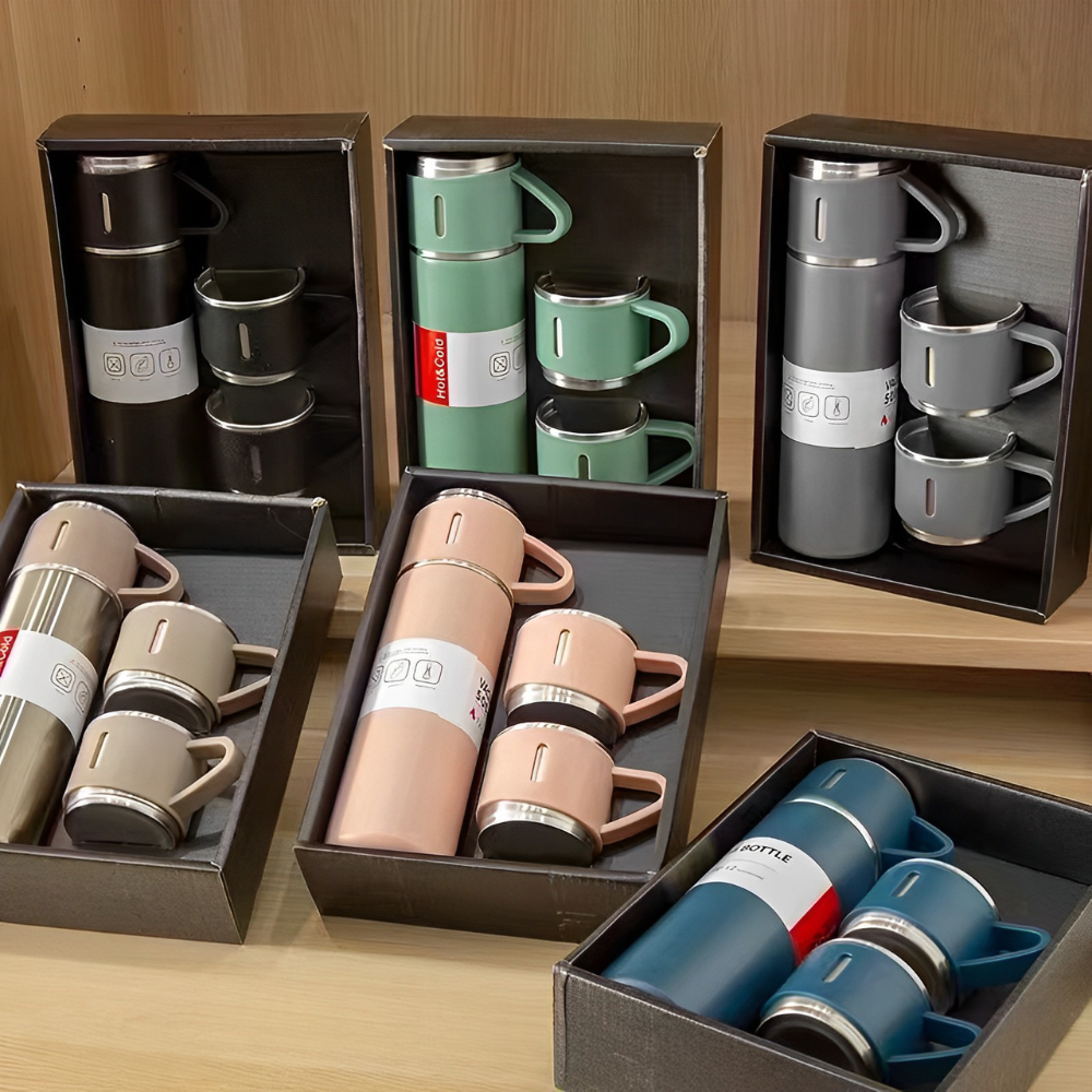 Coffret thermos avec 3 tasses