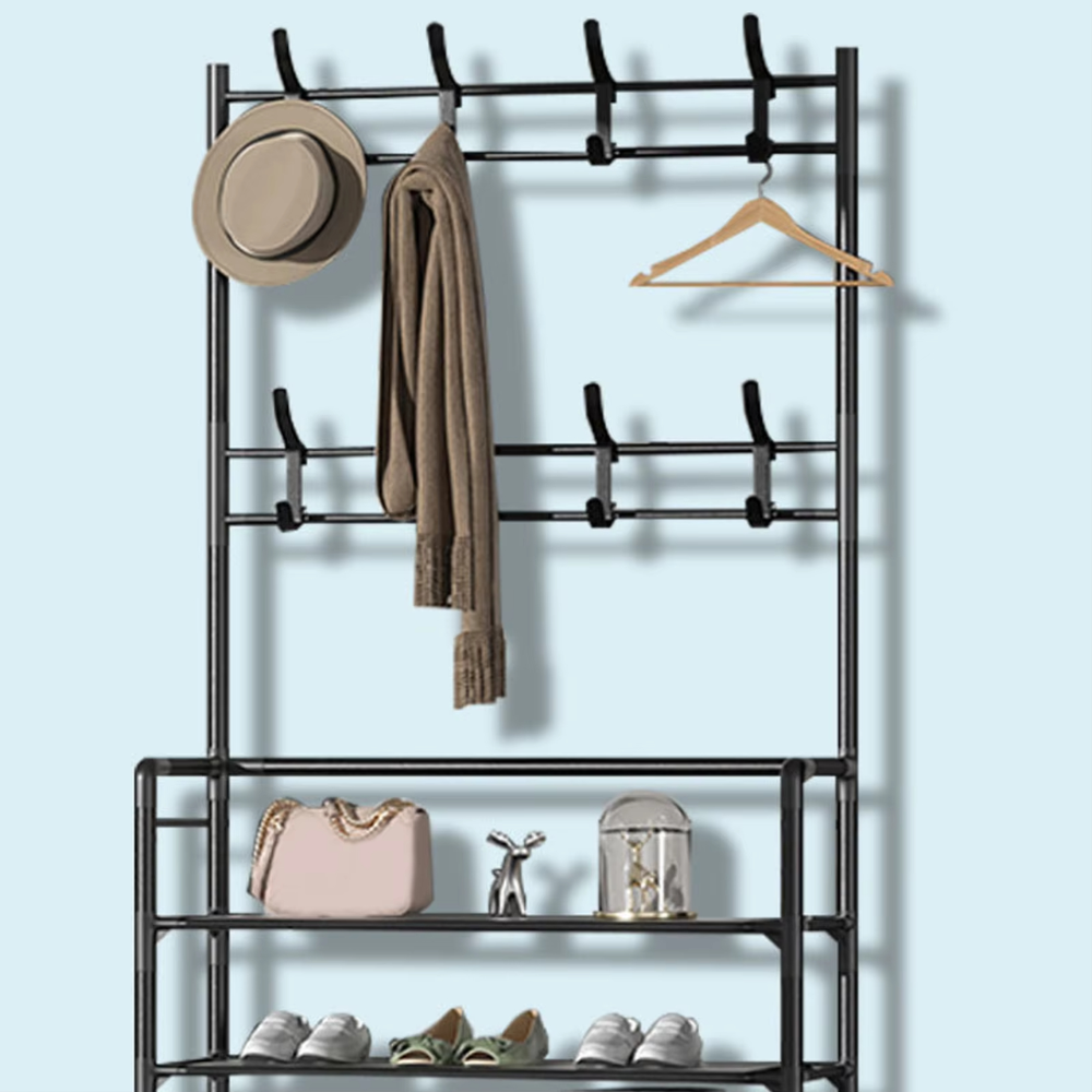 Etagère de chaussures avec porte manteaux à 4 niveaux