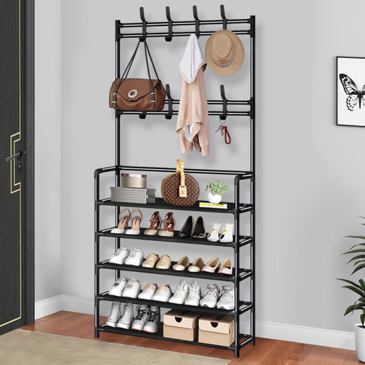 Etagère de chaussures avec porte manteaux à 4 niveaux