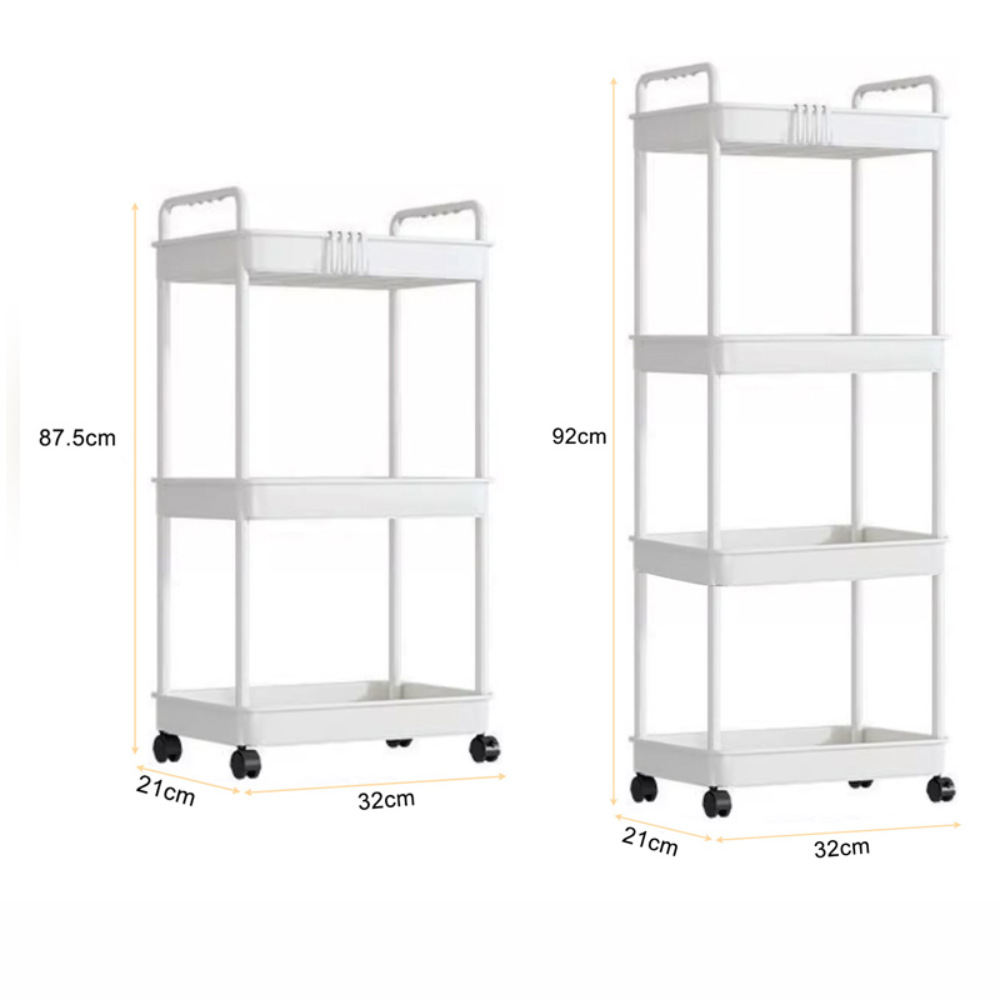 Etagère de rangement 4 niveaux avec rouleau