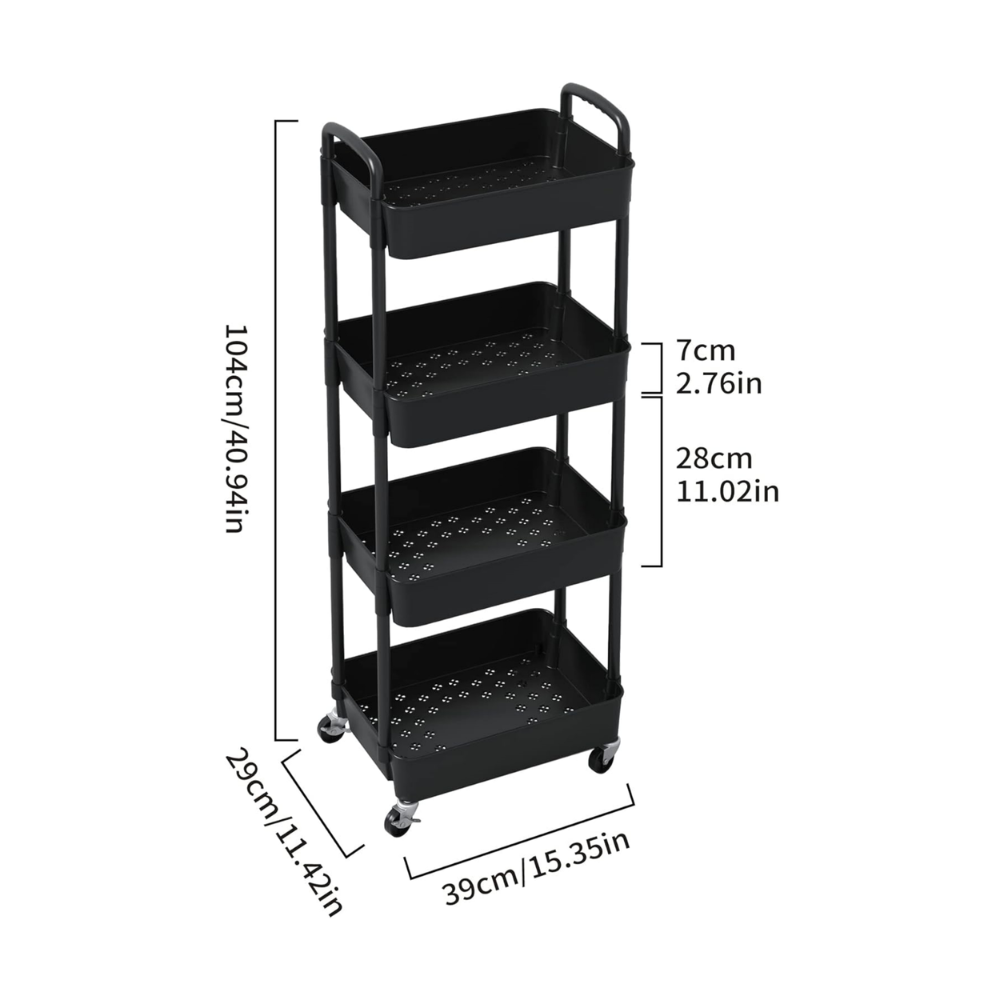 Etagère de rangement 4 niveaux avec rouleau