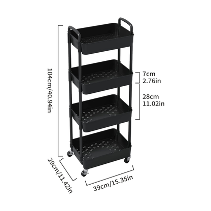 Etagère de rangement 4 niveaux avec rouleau
