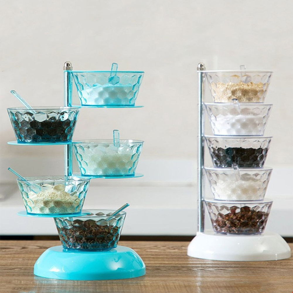 Boîte à assaisonnement rotative 5 niveaux
