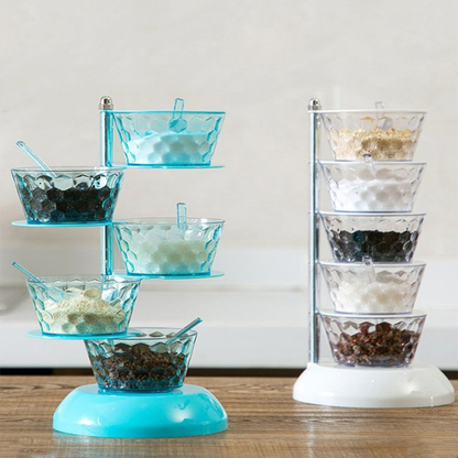 Boîte à assaisonnement rotative 5 niveaux