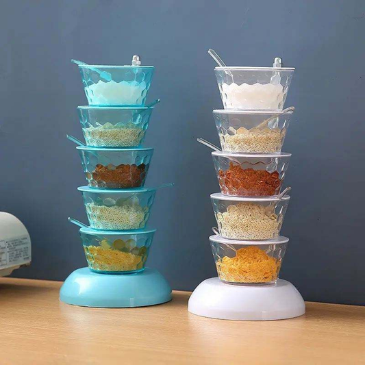 Boîte à assaisonnement rotative 5 niveaux