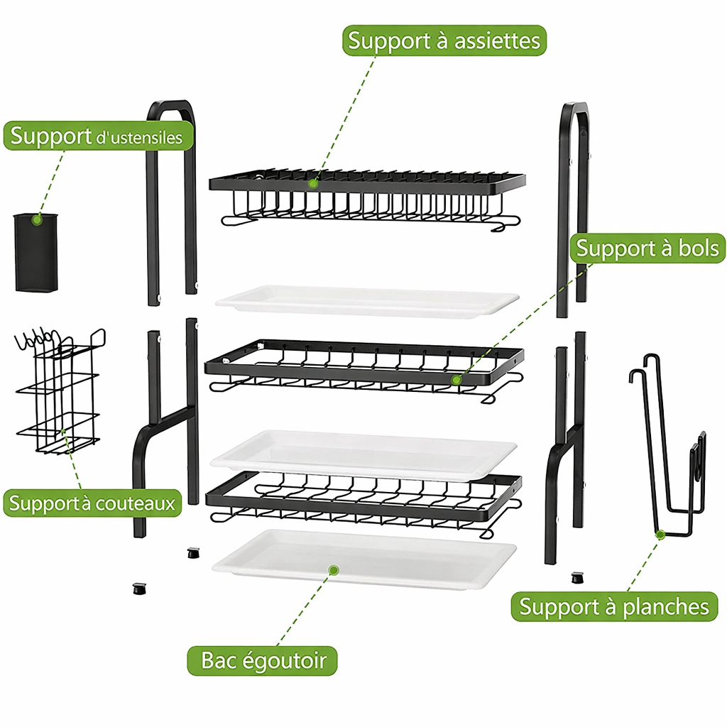 Égouttoir à vaisselle à 3 niveaux