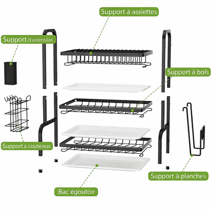Égouttoir à vaisselle à 3 niveaux