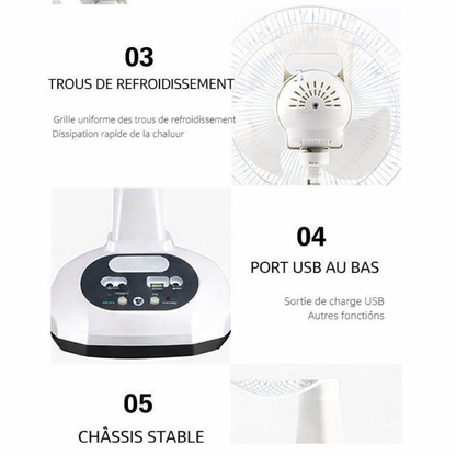 Ventilateur Solaire Multifonction avec Kit d'Éclairage