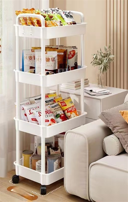 Etagère de rangement 4 niveaux avec rouleau