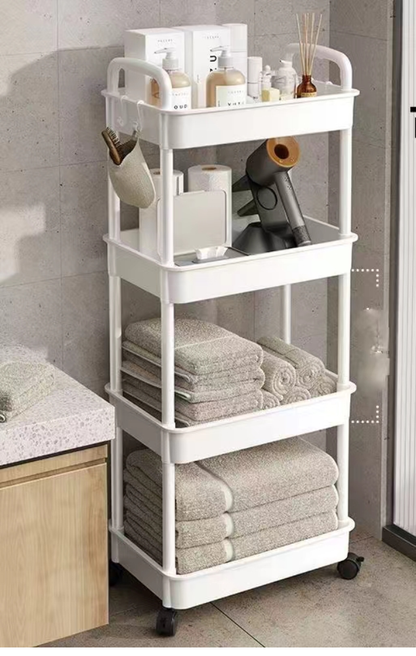 Etagère de rangement 4 niveaux avec rouleau