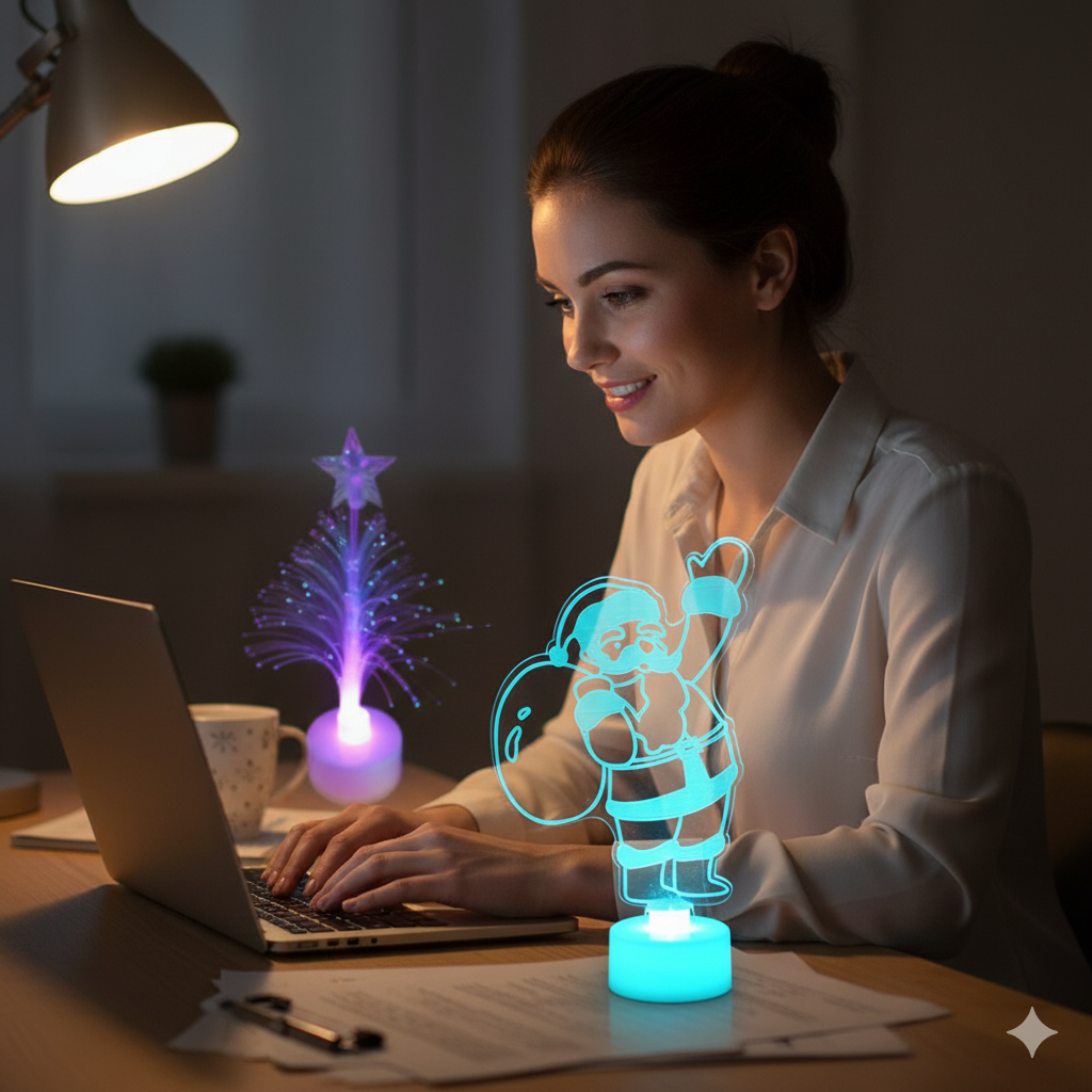 Décorations : Père Noël lumineux et Mini sapin lumineux