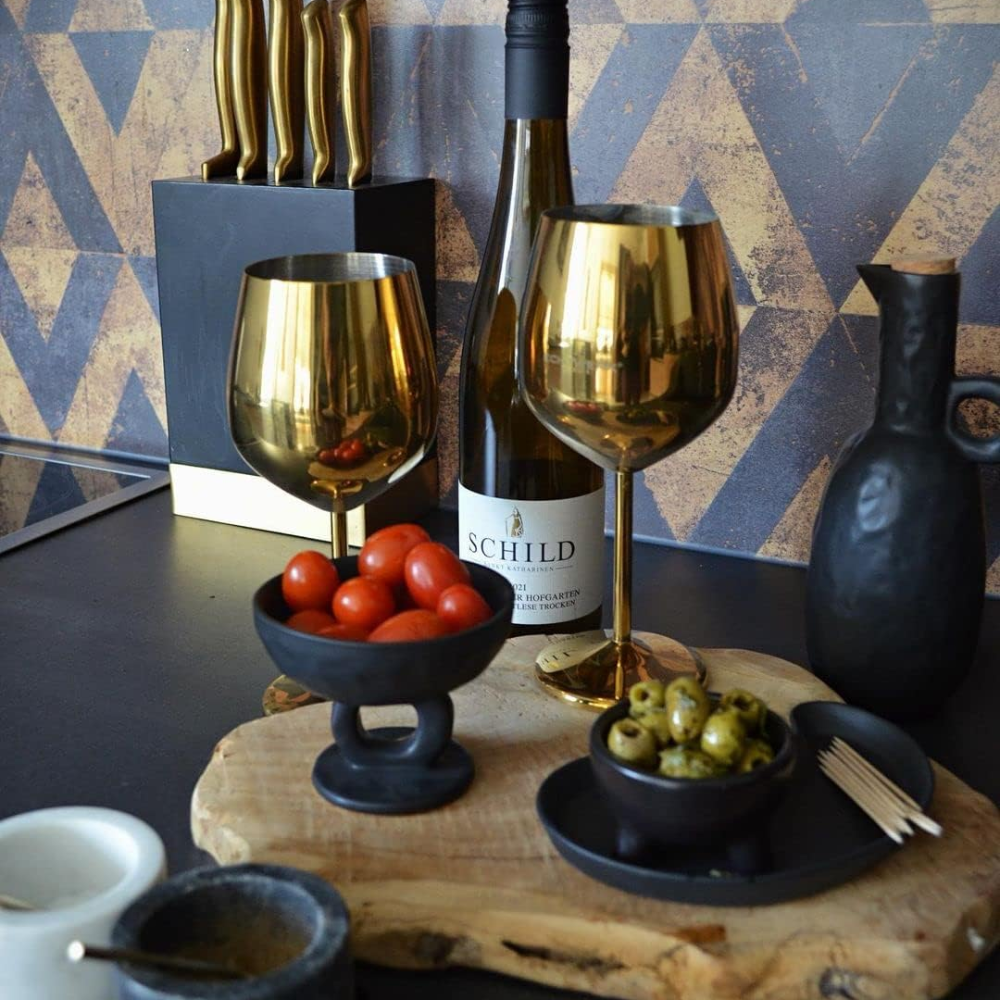 Pack Doré : Verre à vin et Plateau de dessert