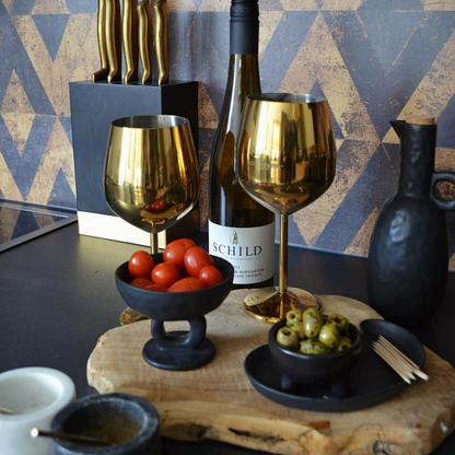 Pack Doré : Verre à vin et Plateau de dessert